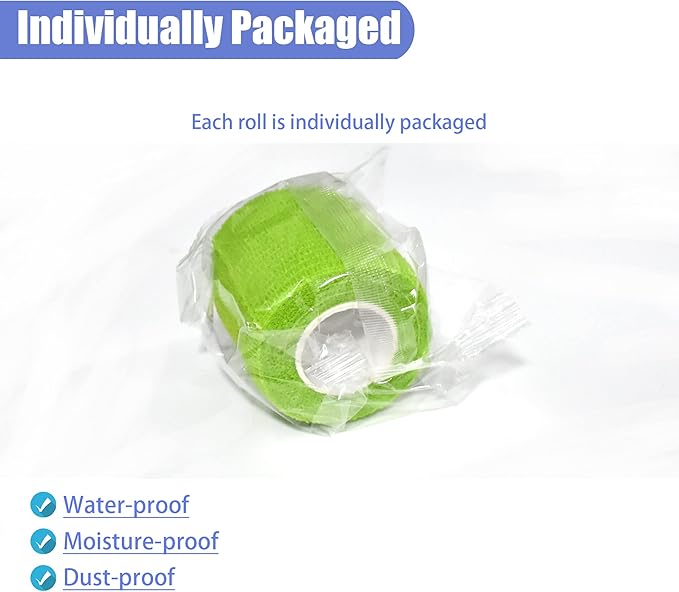 9 Pack 2" x 5 Yards Self Adhesive Bandage Wrap Self Stick Wrap for Ankle, Wrist, Finger, Sports, Breathable Cohesive Vet Tape for Pets (Grass Green)-PurrikoPets