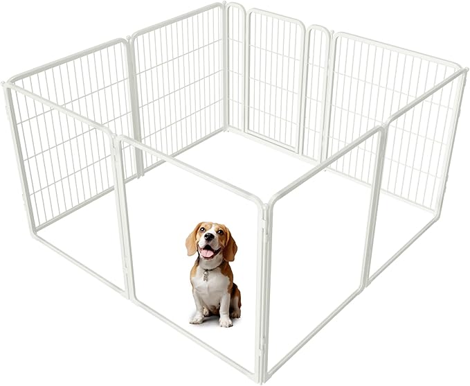 FXW Homeplus Unleashed Indoor Dog Playpen - Stress-Free and Safe Play, Heavy Duty 32 Inch 4 Acrylic Panels + 4 Wire Panels Dog Pen for Small and Medium Dogs, White│Patented-PurrikoPets