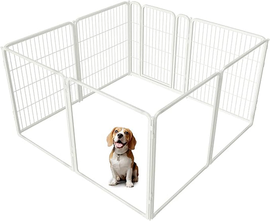 FXW Homeplus Unleashed Indoor Dog Playpen - Stress-Free and Safe Play, Heavy Duty 32 Inch 4 Acrylic Panels + 4 Wire Panels Dog Pen for Small and Medium Dogs, White│Patented-PurrikoPets