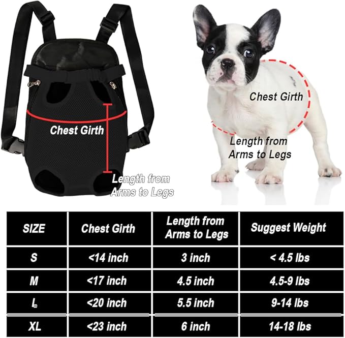 FEimaX Dog Carrier Backpack Pet Legs Out Front Cat Travel Bag, Adjustable Puppy Backpacks Carriers Hands-Free for Small Medium Dogs Cats Hiking Traveling Camping Daily Walking (Large, Black)-PurrikoPets