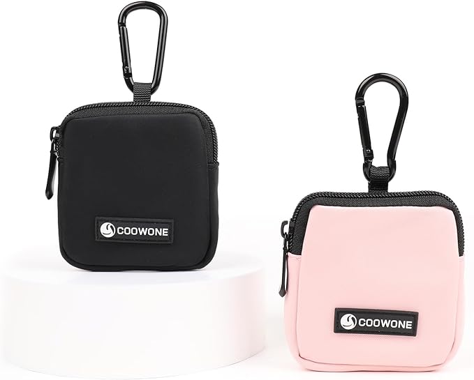 Dog Treat Pouch 2 PCS, Waterproof Small Dog Treat Bag for Leash, Hands Free Dog Walking Bag with Carabiner, Dog Poop Bag Holder for Pet Puppy Travel or Outdoor Use, Zipper Closure to Avoid Spilling-PurrikoPets