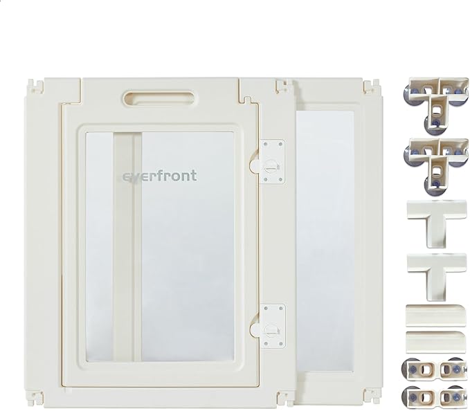 30.3“H 2PCS Extension Kit - Door+Panel, T-Buckles for Compartment, Expandable Clear Dog Play Pen Acrylic Dog Playpen Indoor,for Puppy Cat Bunny Small & Medium Dogs (White, 30.3" H, 2PCS)-PurrikoPets