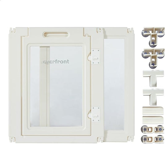 30.3“H 2PCS Extension Kit - Door+Panel, T-Buckles for Compartment, Expandable Clear Dog Play Pen Acrylic Dog Playpen Indoor,for Puppy Cat Bunny Small & Medium Dogs (White, 30.3" H, 2PCS)-PurrikoPets