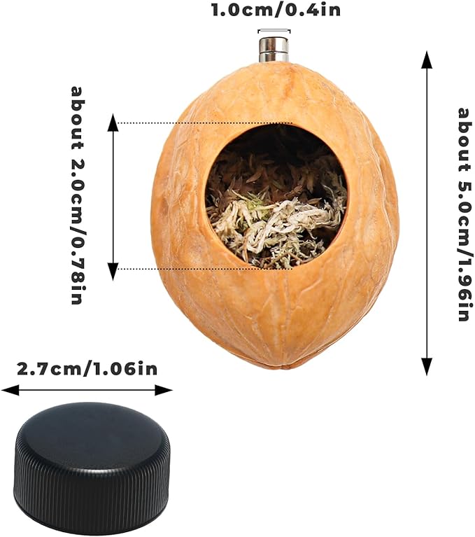 2 Pack Jumping Spider Enclosure Accessories with Walnut Shell Moss and Magnet, Natural Material Jumping Spider Hide-PurrikoPets