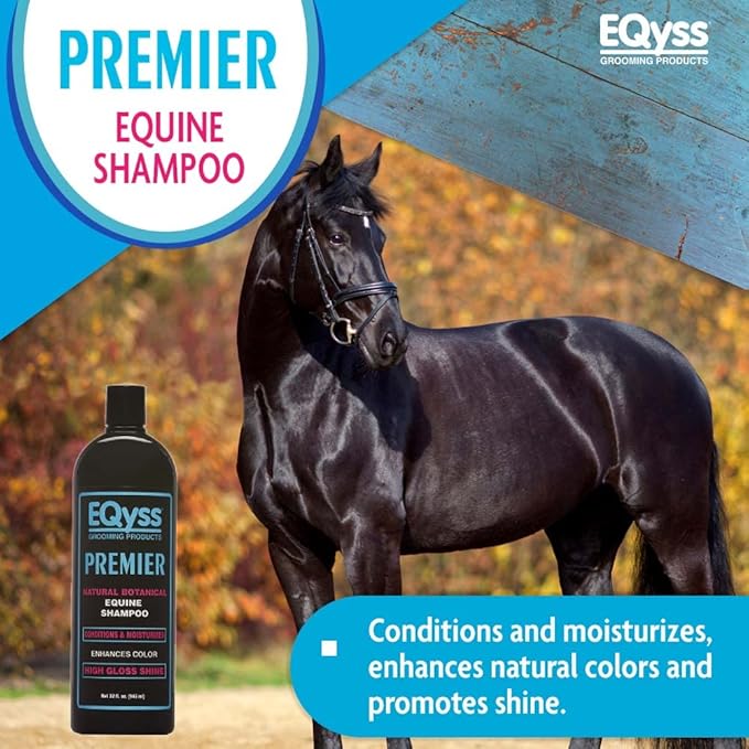 EQyss Premier Equine Horse Shampoo - Conditions and Moisturizes Coat, Enhances Color, Promotes Shine - Safe for All Horses & Pets, pH Balanced, USA Made-PurrikoPets