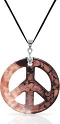 BESHEEK Murano Inspired Peace Sign Blown Glass Lampwork Art Pendant Necklace for Women Handcrafted Artisan Hypoallergenic Italian Style Jewelry
