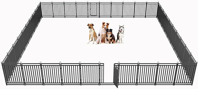 Dog Fence Outdoor Indoor, 40" Inch Height 40 Panels Dog Playpen for Large/Medium/Small Dogs Metal Dog Pen for Yard Camping and RV | Black-Silver-PurrikoPets