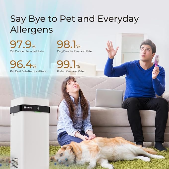 Airdog X5 Pet Air Purifier – TPA Technology Up to 20X More Effective than HEPA, Ideal for Rooms Up to 1614 sqft - Washable Filter and Whisper Quiet-PurrikoPets