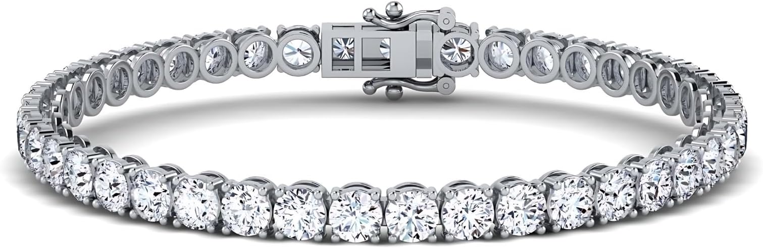 0.50-15 Carat Lab Grown Classic Diamond Tennis Bracelet 4 Prong Setting Luxury Collection (F-G Color, SI Clarity) Length- 7 Inch