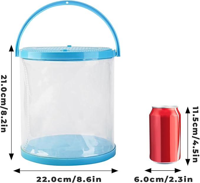 Foldable Small Aquarium, Portable Fish Tank, Fish Transport Container, Plasitc Fish Bowl, Beginner Tank, Great Concept for Catching and Release Critters, Beach, Pool and Lake-PurrikoPets