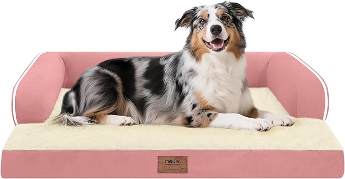 Extra Large Dog Bed-Orthopedic Waterproof XL Dog Bed for XLarge Extra Big Dogs - Foam Couch Sofa Washable with Removable Cover-Pink-PurrikoPets