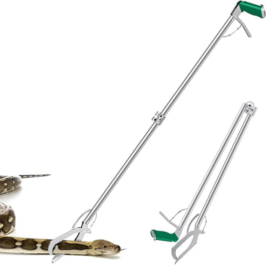 78“ Snake Tongs Collapsible Grabber, Professional Reptile Snake Catcher Wide Jaw Handling Tool, Stainless Steel Snake Hook-PurrikoPets