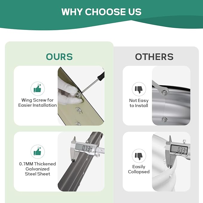 Galvanized Raised Garden Bed Outdoor - 4×2×1ft Planter Raised Beds for Gardening | Oval Metal Garden Planter Box with Safety Edging and Gloves for Vegetables Fruits and Flowers - Grey-PurrikoPets