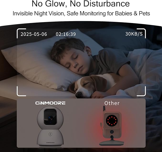 3K Pet/Dog/Cat Camera with Phone App, No-Subscription Local Person/Pet/Face Detection, 5G Security Camera Indoor, PTZ WiFi Cameras for Home Security, 0-Glow Night Vision, Full Duplex Audio-PurrikoPets