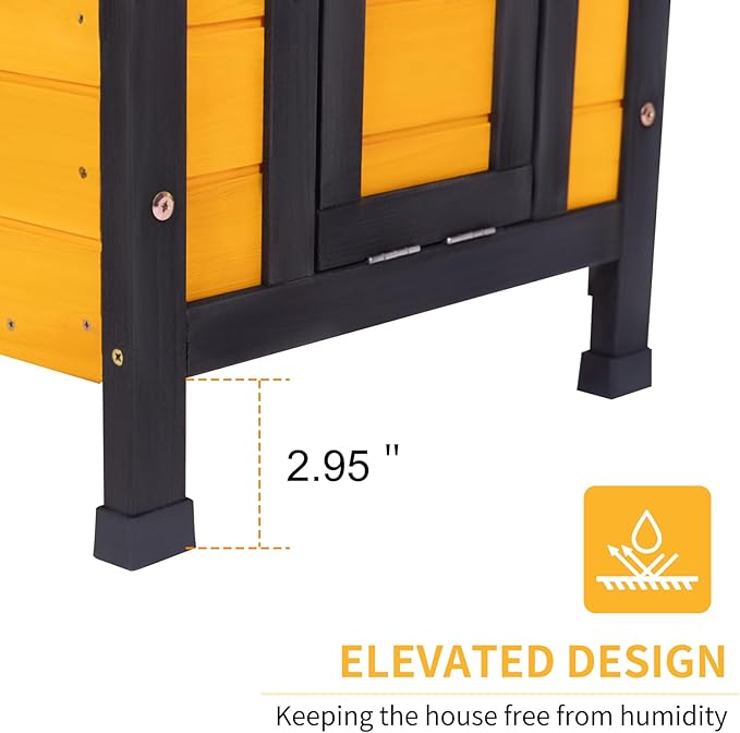 GEGURI Outdoor Cat House Weatherproof, Rabbit Hutch & Indoor Bunny Cage, Wooden Shelter for Feral Cats, Rabbits, Chickens & Small Animals-PurrikoPets