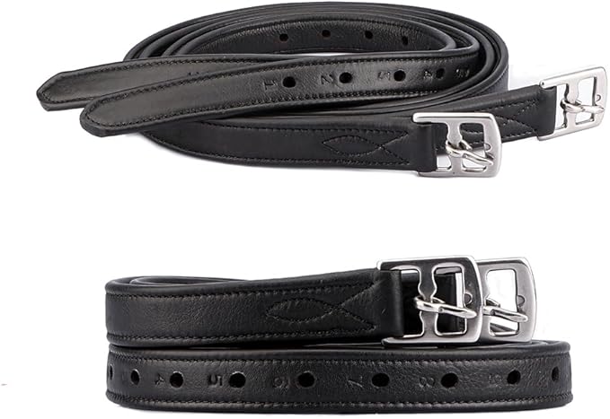 48" / 50" / 54" / 60" New 1" Super Soft English Stirrup Leathers Black/Havana (Havana, 48")-PurrikoPets
