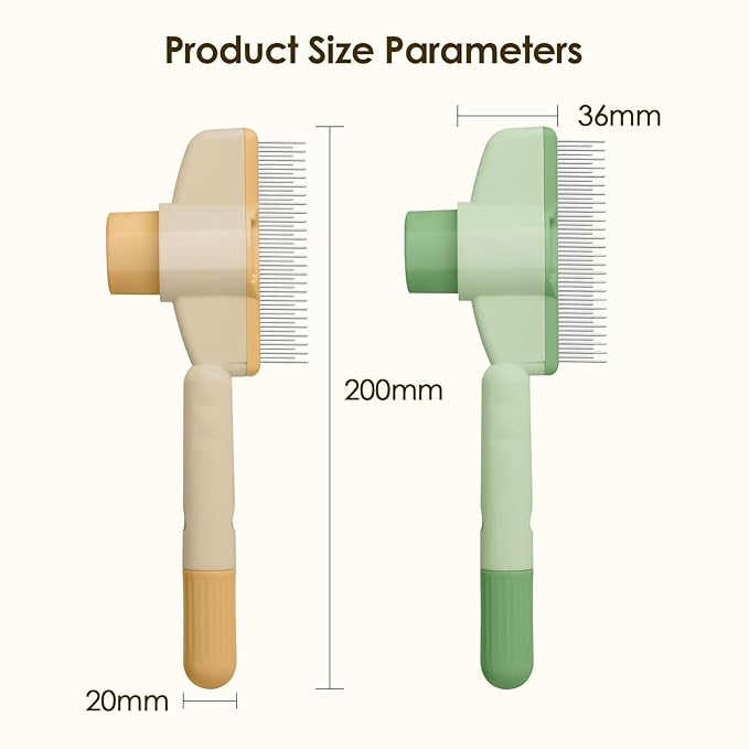 Flea Comb for Cat Hair Removal Comb, 2025 New Self-Cleaning Flea Brush for Cats and Dog, Comfort Cat Hair Removal Tool with Long & Short Stainless Steel Metal Grooming Brush(Yellow)-PurrikoPets