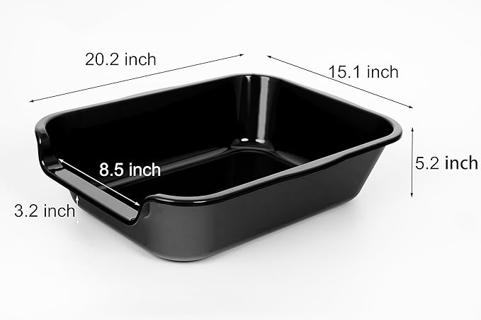 1 Pack of Extra Large Cat Litter Box (ABS Material), Low Entry Senior Litter Pen for Geriatric Kitty Big Cats, Jumbo Pet Safe Litter Boxes Tray for Indoor Pets Potty (Black, 20"L x 15.5"W)-PurrikoPets