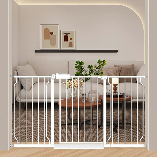 57.5-62 Inch Extra Wide Baby Gates for Stairs Doorways Pressure Mount No Drill Dog Pet Gate Automatic Close Child Safety Gate for Toddler Kids Pets-PurrikoPets