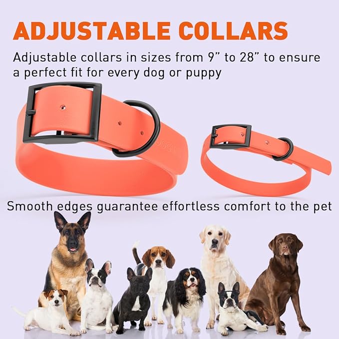 Dogline Biothane Waterproof Dog Collar Strong Coated Nylon Webbing with Black Hardware Odor- Proof for Easy Care Easy to Clean High Performance Fits Small Medium or Large Dogs, Coral-PurrikoPets
