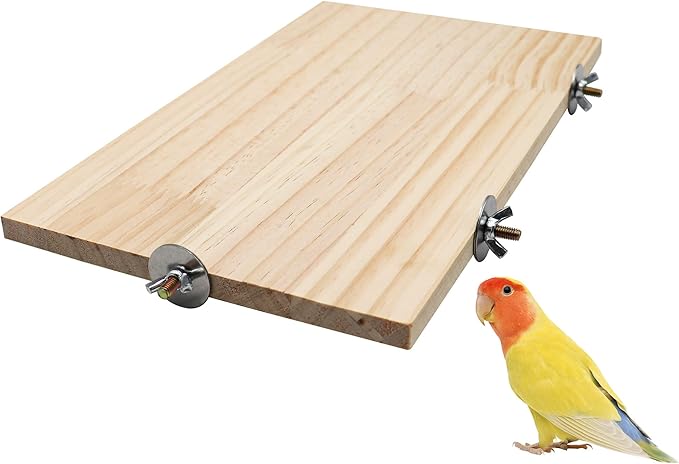 13.6×7.9 Inches Large Bird Perch Stand Platform, Natural Wooden Small Animals Cage Accessories, Rectangle Stand Perch Shelf for Parrot Parakeet Cockatiel Rat Hamster Guinea Pig Conure Chinchillas-PurrikoPets