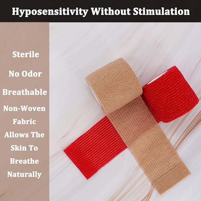 24 Pack Breathable Self Adherent Wrap, Athletic Elastic Non Woven Cohesive Bandage for Sports, First Aid Medical, Wrist, Ankle Sprains, Swelling and Vet Wrap 2 Inch 5 Yards (Rainbow Color).-PurrikoPets