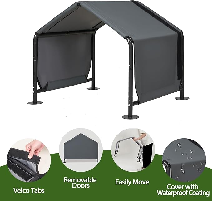 Dog Shades for Outside - Outdoor Dog Kennel for Small Dogs, 29.53”x25.59”x25.59” Outdoor Sun Rain Canopy Pet House, Waterproof Pet Canopy Shelter for Small Animals with Ground Nails-PurrikoPets