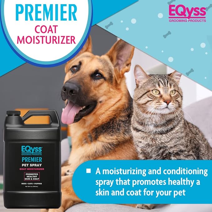 EQyss Premier Pet Spray - Moisturizes & Conditions for Healthy Skin & Coat, Non-greasy, Repels Dust & Dirt - Great for Dogs, Cats, Puppies (128 oz)-PurrikoPets
