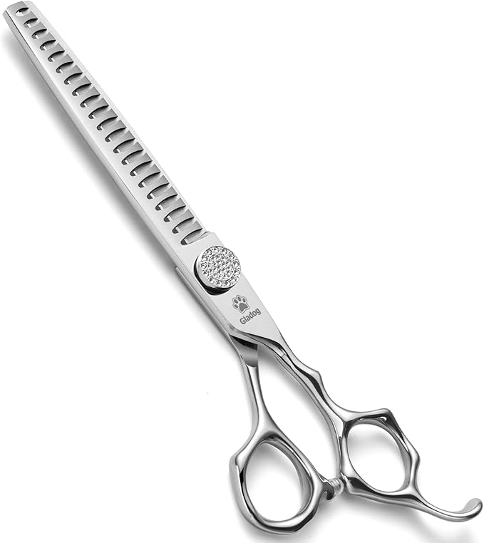GLADOG 7" Chunkers Dog Grooming Scissors - Premium 9CR Dog Scissors for Grooming with Luxurious Diamond Nut，Ideal Dogs Shears for Reducing Bulk, Dogs Hair Scissor，Cat Scissor-PurrikoPets