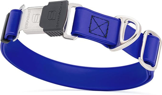 Dogline Biothane Waterproof Dog Collar with Herm Sprenger Stainless Steel Quick Release Buckle – Heavy Duty Tactical Durable Collar for Dogs – Comfortable and Safe Pet Collar W 1" L 15-25" Blueberry-PurrikoPets