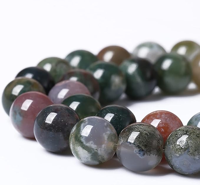 60-65pcs 6mm Natural Indian Agate Gemstone Beads Smooth Round Loose Spacer Beads for Jewelry Making DIY Bracelet Necklace 15" Strand