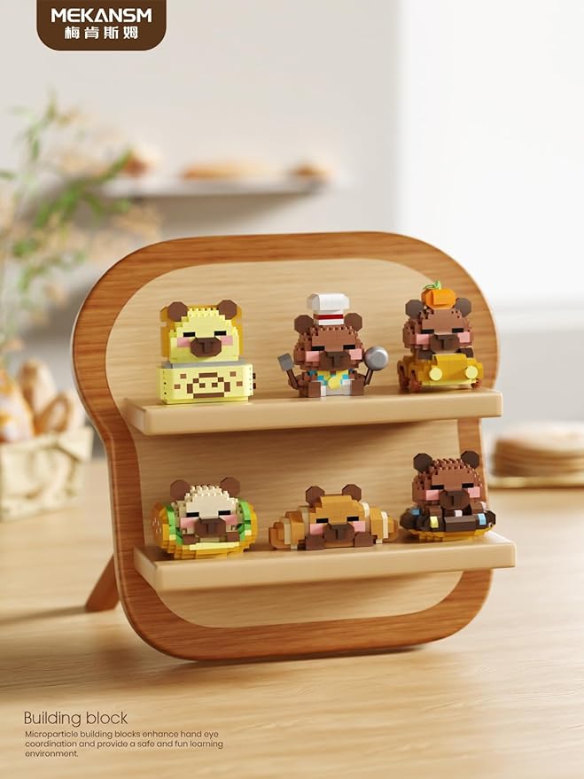 6 Set Cute Capybara Baking Bread Series Mini Building Toy Kawaii Animals Set Micro Adorable Pet Buildings Small Bricks Gifts Toys-PurrikoPets