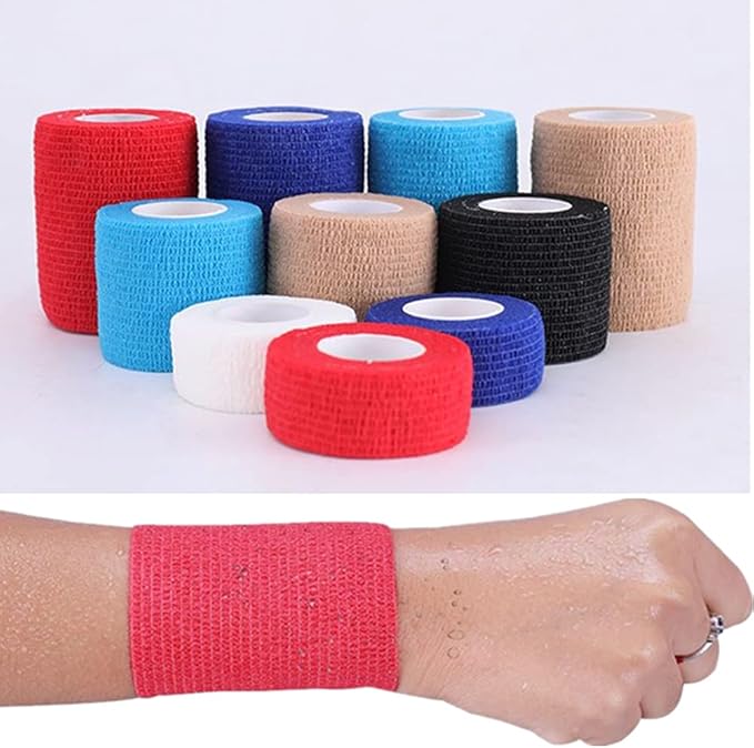 6 Pack 4" x 5 Yards Self Adhesive Bandage Wrap Breathable Cohesive Vet Wrap for Pets, Elastic Self-Adherent Tape for Sports, Wrist, Ankle (Mixed Colors)-PurrikoPets