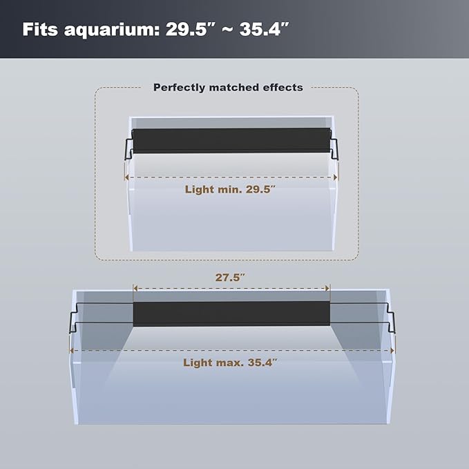 GLOWRIUM Aquarium Light, LED Freshwater Fish Tank Light with Timer, Full Spectrum Planted Aquarium Grow Lights with Daylight/Moonlight Mode, Brightness Adjustable, Auto On/Off (30-35 in)-PurrikoPets