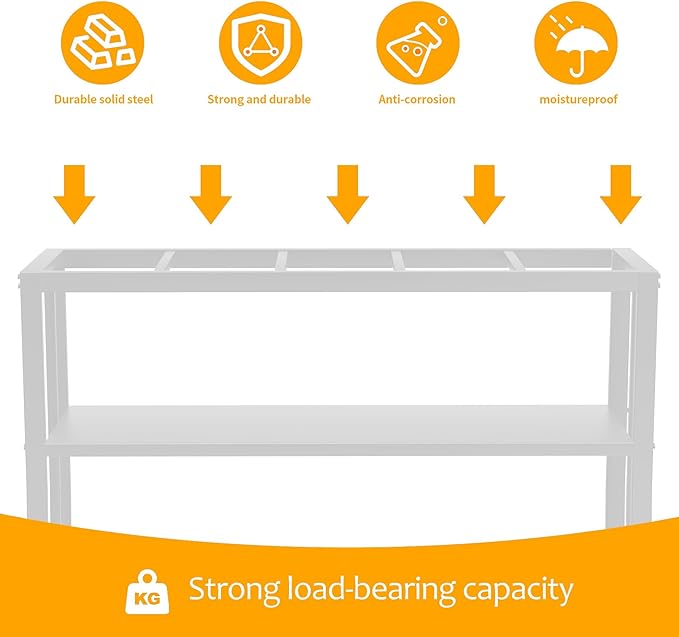 Akenow 55-75 Gallon Fish Tank Stand with Storage Shelf, 48.5 x14.9 x 29.2 Inch Aquarium Stand, Turtle Tank, Reptile Terrariums and Breeder Tank Stand,980LBS Capacity, White-PurrikoPets