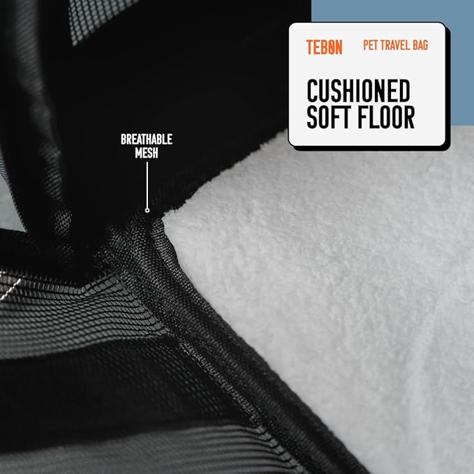 17.5" Pet Travel Carrier Bag - Collapsible Cat & Dog Carrier - Breathable, Durable & Spacious - Fits Small and Medium Pets up to 15lbs - Pet Travel Bag by Tebon-PurrikoPets