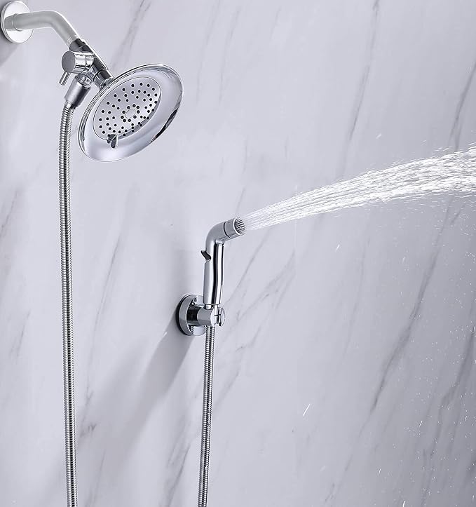 G-Promise Dog Shower Sprayer Attachment for Fast and Clean Pet Showering, Multifunctional Shower, Metal Diverter, 100 Inch Extra Long Hose, No Drill Hook, Dog Washing-Bathroom (Chrome)-PurrikoPets