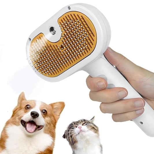 3-1 Cat Steam Brush for Shedding, Steamy Grooming Brush for Long & Short Hair Cats & Dogs, Self-Cleaning Pet Hair Removal Comb with Water Tank Dog-PurrikoPets