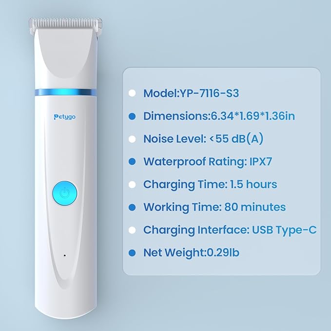 3-in-1 Dog & Cat Grooming Kit - Rechargeable Cordless Pet Hair Clippers with Nail Grinder & Paw Trimmer & 5 Guide Combs, Low Noise Dog Clippers for Grooming Small Medium Pets-PurrikoPets