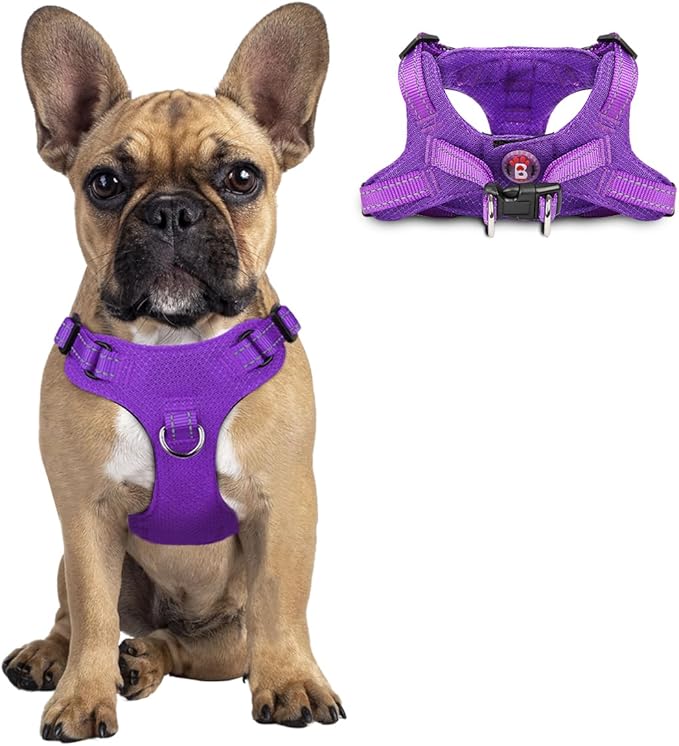 Dog Harness Step in Dog Vest Harness, Reflective Adjustable Puppy No Pull Harness Breathable Soft for Small and Medium Dogs Cats, Purple, S-PurrikoPets