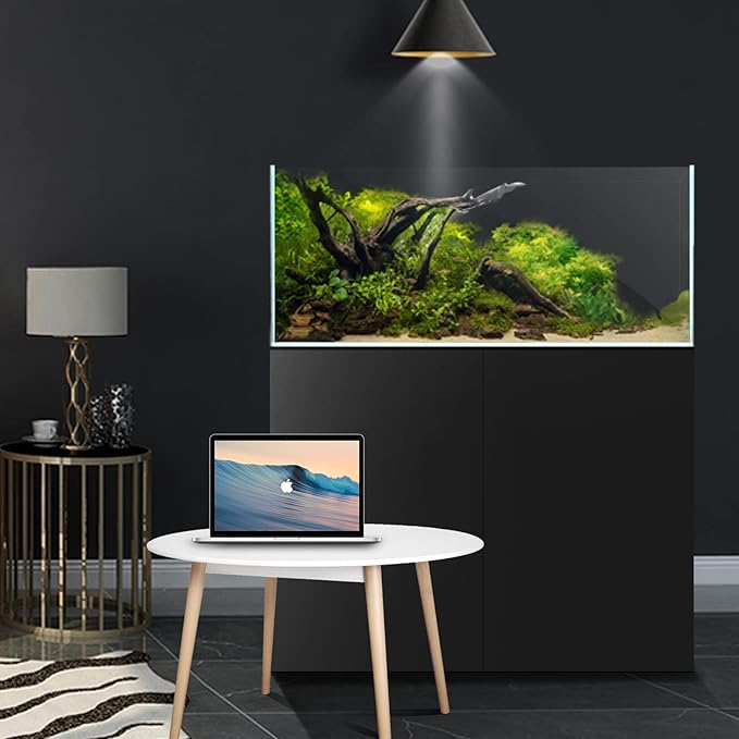 Fzone 48 Gal Rimless Low Iron Fish Tank Nova Clear Ultra-White 45° Mitered Edges Translucent Glass Anata Series Aquarium w/Black Foam Leveling Mat(S90-W45)-PurrikoPets