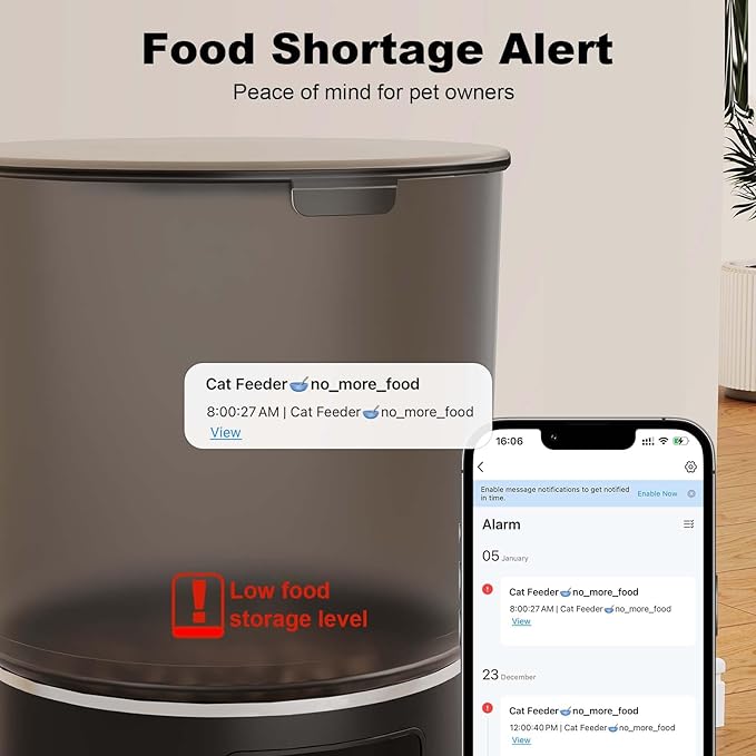 3-Cat Automatic Pet Feeder, 6L WiFi Cat Food Dispenser with APP Control, 1-10 Meal Programmable, Voice Recorder, Smart Alerts, Stainless Steel Bowls for Cats and Small Dogs (Black)-PurrikoPets
