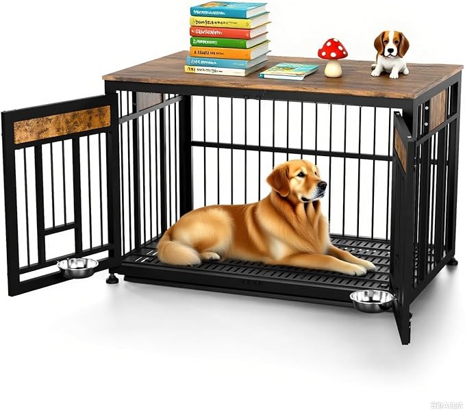 48 Inch Heavy Duty Dog Crate Furniture for Large Dogs, Decorative Pet House End Table, Extra Large Wooden Cage Kennel Furniture Indoor-PurrikoPets