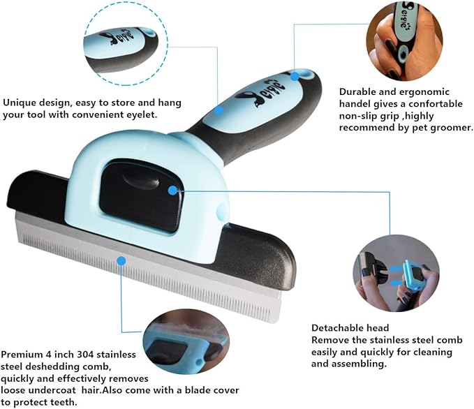 Effective Deshedding Brush and Large Dog Comb - Professional Grooming Tools for Dogs and Cats to Reduce Undercoat Shedding-PurrikoPets