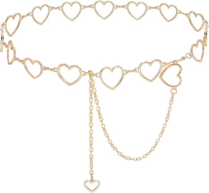 Metal Waist Chain Women - Love Hearts Pendant Adjustable Link Belt