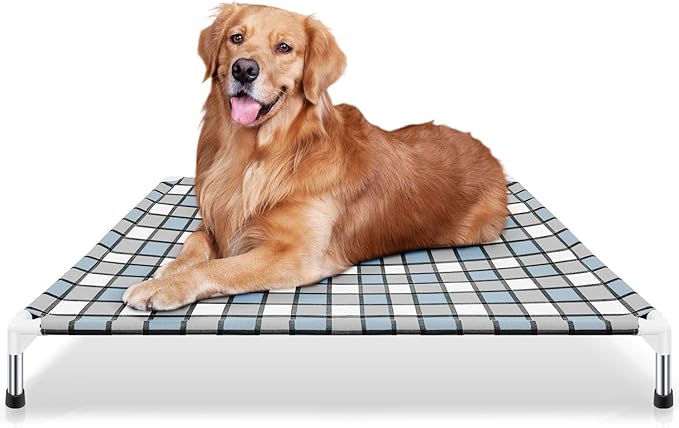 Elevated Outdoor Raised Dog Bed Outdoor Dogs Bed Lifted Pet Hammock Bed Dog Cot for Large Pet Taste Life, Start with A Pet Bed 39'' x 27'' x 6.5''-PurrikoPets