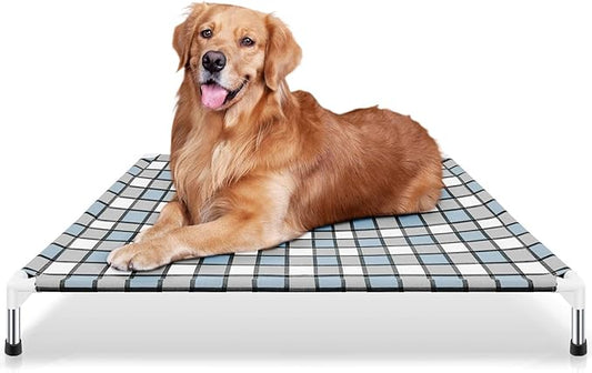 Elevated Outdoor Raised Dog Bed Outdoor Dogs Bed Lifted Pet Hammock Bed Dog Cot for Large Pet Taste Life, Start with A Pet Bed 39'' x 27'' x 6.5''-PurrikoPets