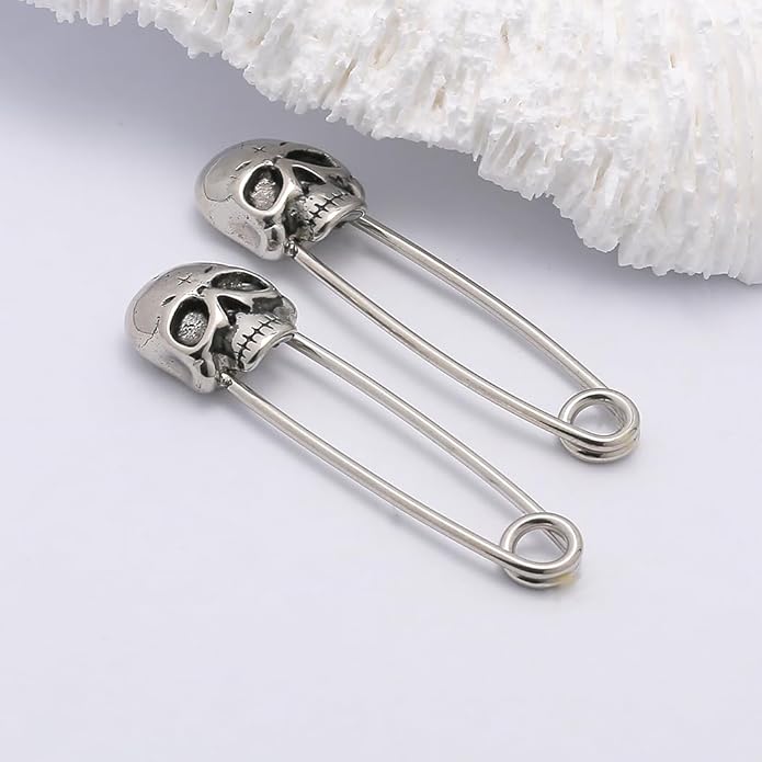 Excepro Nipple Piercing Jewelry Skull Shape Pin Shape 316L Stainless Steel