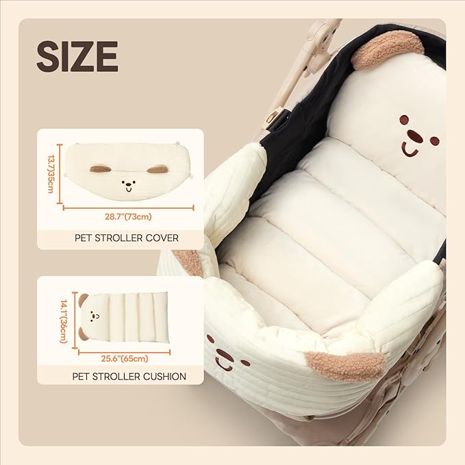Dog Stroller Cushion & Mat, Pet Stroller Cushion for Dogs & Cats, Ideal Pet Accessories for Comfortable Rides-PurrikoPets