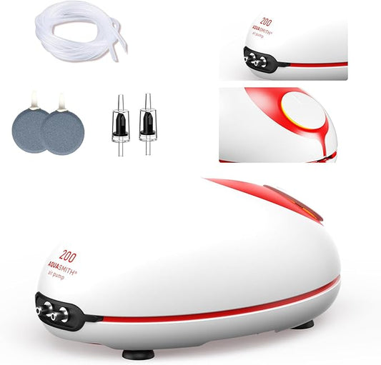 1.5w Ultra Quiet Aquarium Air Pump, Aquarium Aerator Adjustable Airflow, Single Hole Suitable for 40 to 70 GPH Fish Tank-PurrikoPets